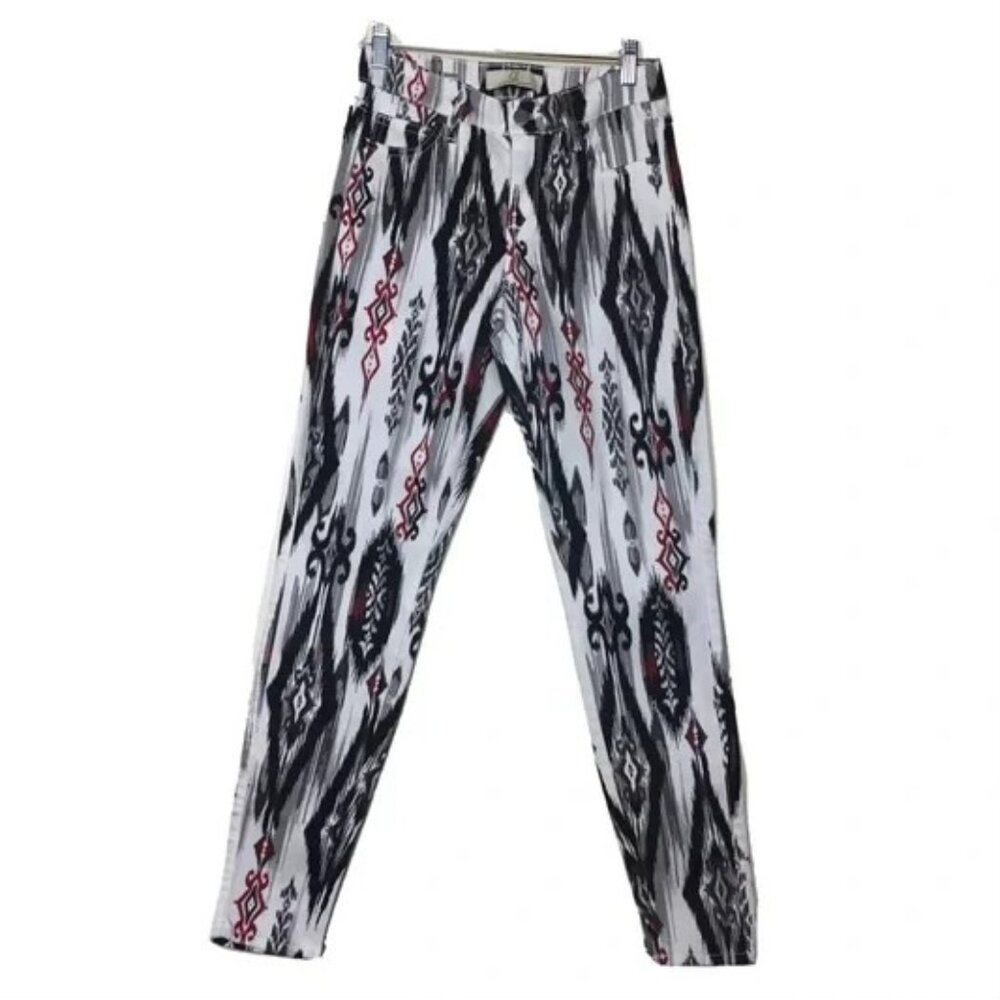 Cookie Johnson White jeans with Southwestern Aztec print, size 28 waist